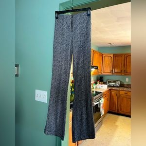 Black and white pull on flare dress pants